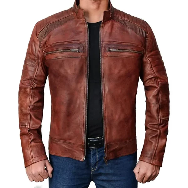 Brown Mens Leather Jacket High Quality Leather Jackets Vintage Style Biker Motorbike Jackets