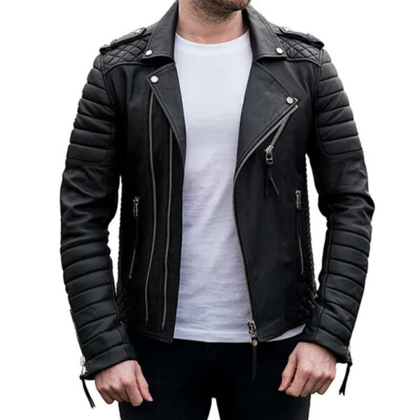 Durable Stylish Men's Premium Real Leather Jacket with Turndown Collar Comfortable Fit