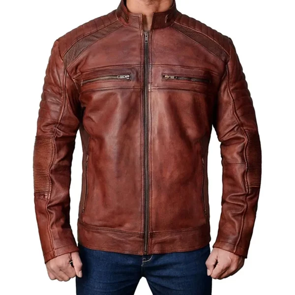 Mens Leather Jacket High Quality Leather Jackets Vintage Biker Motorbike Jackets