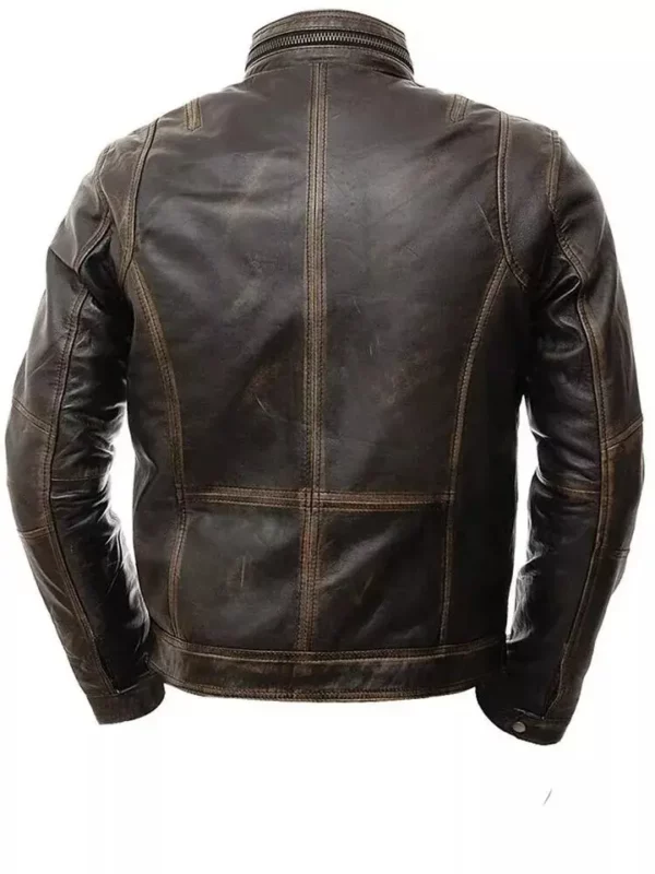 Mens Real Leather Jacket Cafe Racer Leather Jacket