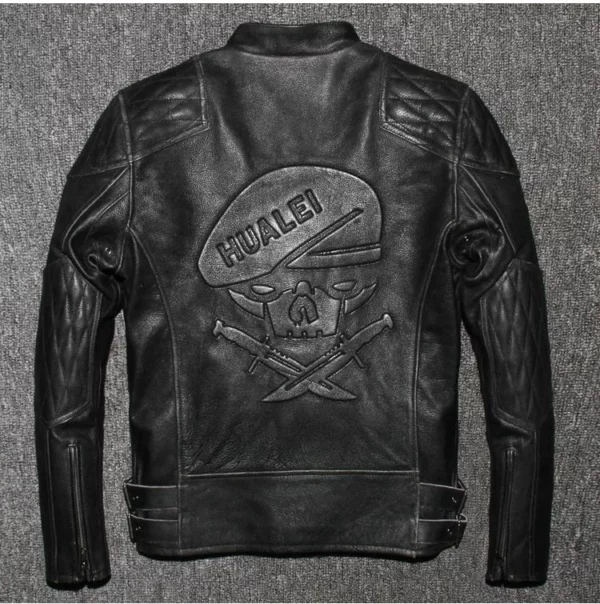 Mens Skull Leather Jackets, faux fur top Leather jacket.