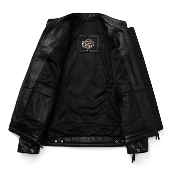 COPERSIAN Natural Cowhide Jackets top layer cowhide men's motorcycle suit Black Stand Collar Short Genuine Leather Coat - Image 5