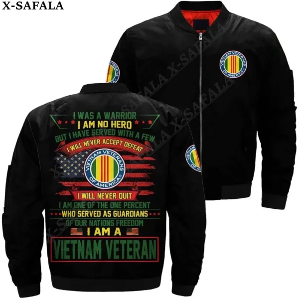 Vietnam Army Viet Nam USA Veteran 3D Bomber Jackets Zipper Jacket Casual Thick Coat Unisex Harajuku Men Women Streetwea-1 - Image 4