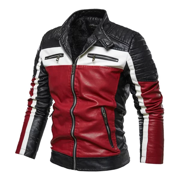 Winter High Quality Men's Motorcycle Leather Jacket Men Fashion Casual Biker Jacket Coat Male Stand Collar Warm Pu Outwear - Image 2