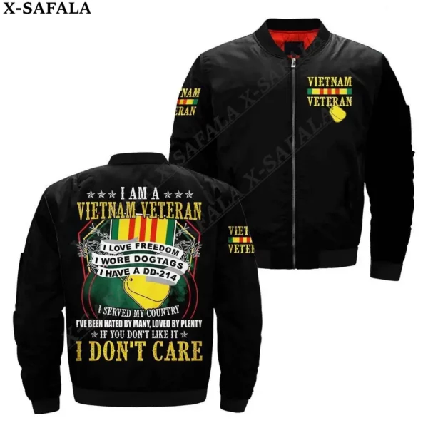 Vietnam Army Viet Nam USA Veteran 3D Bomber Jackets Zipper Jacket Casual Thick Coat Unisex Harajuku Men Women Streetwea-1