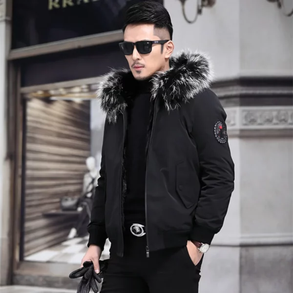 Men Winter Coat Natural Mink Fur Liner Parka Clothes 2023 Streetwear Thick Warm Jacket Real Raccoon Fur Hooded Hiver 8807 - Image 2