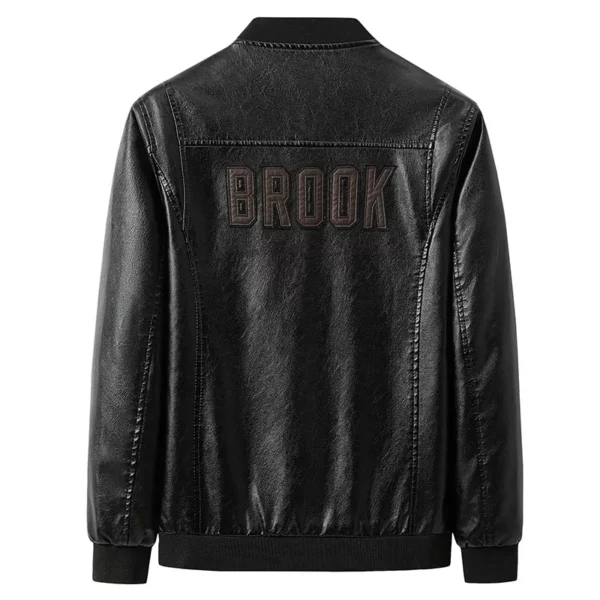 Leather Jacket Men's Autumn Alphabet Embroidery Fashion Male Coat All Trends Match Casual Fur Clothing Locomotive Streetwear New - Image 4