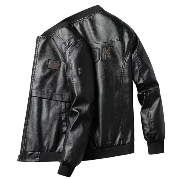 Leather Jacket Men's Autumn Alphabet Embroidery Fashion Male Coat All Trends Match Casual Fur Clothing Locomotive Streetwear New