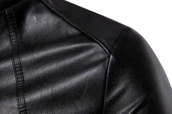 Stand-up Collar Type Men's Motorcycle Leather Jacket Washed PU Leather Jacket for Men - Image 4