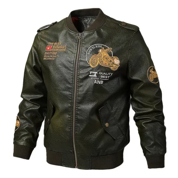 Fashionable Men's High - Street Biker Leather Jackets, V - Neck Handsome Men's Washed PU Leather Jackets for Spring and Autumn. - Image 4