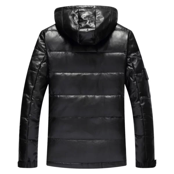 Leather Winter Genuine Duck Down Jacket Men Clothing 2023 Motorcycle 100% Real Sheepskin Coat Men's Down Jackets Hooded 6 - Image 2