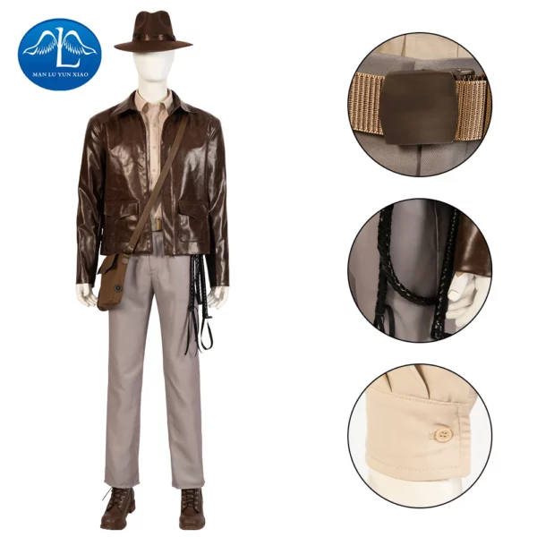 The Dial of Destiny Indiana Jones Cosplay Custome Jones Halloween Costume Sets for Men Brown Jackets with Pants Carnival Sets