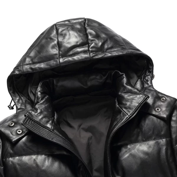 Leather Winter Genuine Duck Down Jacket Men Clothing 2023 Motorcycle 100% Real Sheepskin Coat Men's Down Jackets Hooded 6 - Image 4