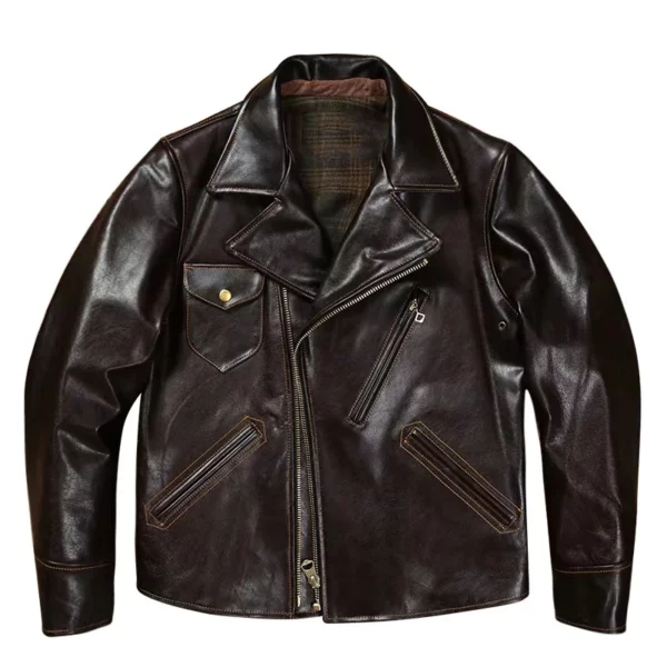 Men's Dark Brown Spring Jacket Plus Size 4XL American Motorcycle Style Natural Cowhide Slim Fit Short Genuine Leather Coats