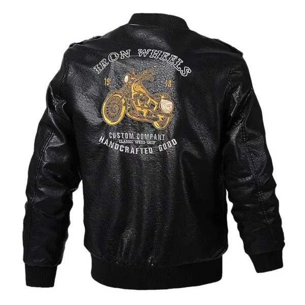 Fashionable Men's High - Street Biker Leather Jackets, V - Neck Handsome Men's Washed PU Leather Jackets for Spring and Autumn. - Image 2