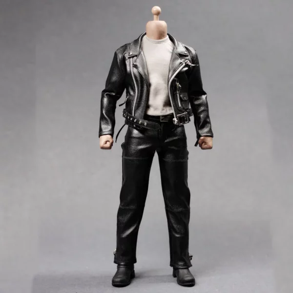 AS044 1/6 Scale Arnold PunK Leather Black Jacket Suits Set Model Locomotive Version Toy Fit 12" Male Figure M35 M34 Body Hobbies - Image 2