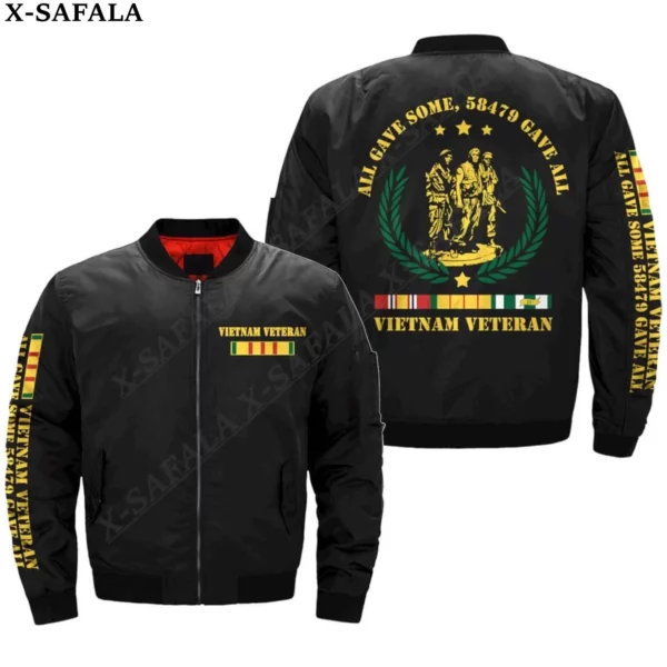 Vietnam Army Viet Nam USA Veteran 3D Bomber Jackets Zipper Jacket Casual Thick Coat Unisex Harajuku Men Women Streetwea-1 - Image 3