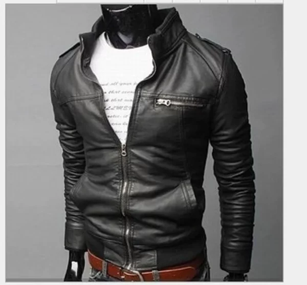 Brand New Men's Motorcycle Leather Jacket Slim Men Faux Leather Jacket Outer Wear Clothing for Male Garment Man Jackets - Image 3