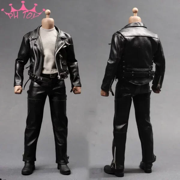 AS044 1/6 Scale Arnold PunK Leather Black Jacket Suits Set Model Locomotive Version Toy Fit 12" Male Figure M35 M34 Body Hobbies