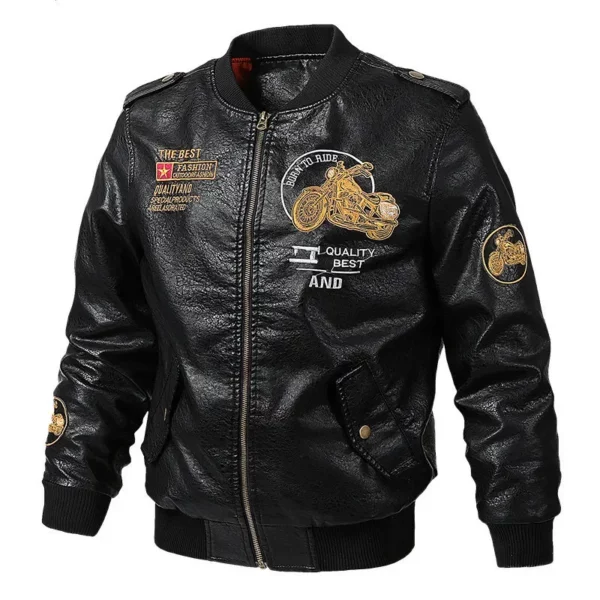 Fashionable Men's High - Street Biker Leather Jackets, V - Neck Handsome Men's Washed PU Leather Jackets for Spring and Autumn.