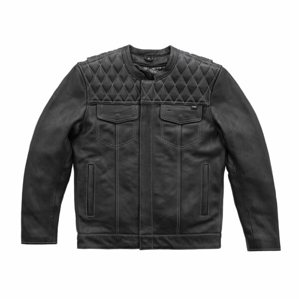 Motorbike Leather Jacket Cinder Men's Cafe Style Leather Jacket - Image 3