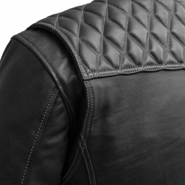 Motorbike Leather Jacket Cinder Men's Cafe Style Leather Jacket - Image 6