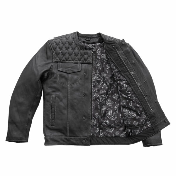 Motorbike Leather Jacket Cinder Men's Cafe Style Leather Jacket - Image 4