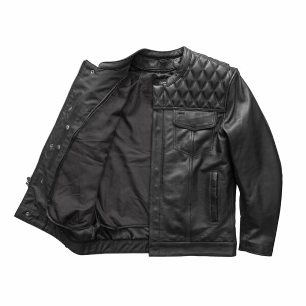 Motorbike Leather Jacket Cinder Men's Cafe Style Leather Jacket - Image 11