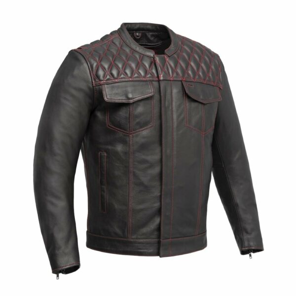 Motorbike Leather Jacket Cinder Men's Cafe Style Leather Jacket - Image 14