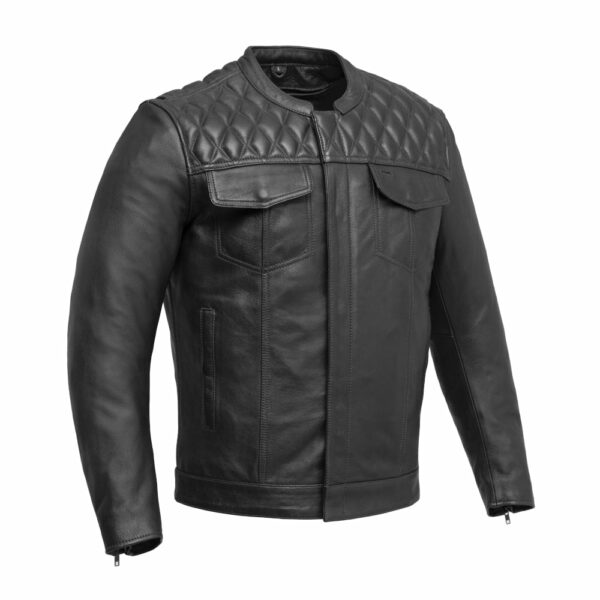 Motorbike Leather Jacket Cinder Men's Cafe Style Leather Jacket - Image 9