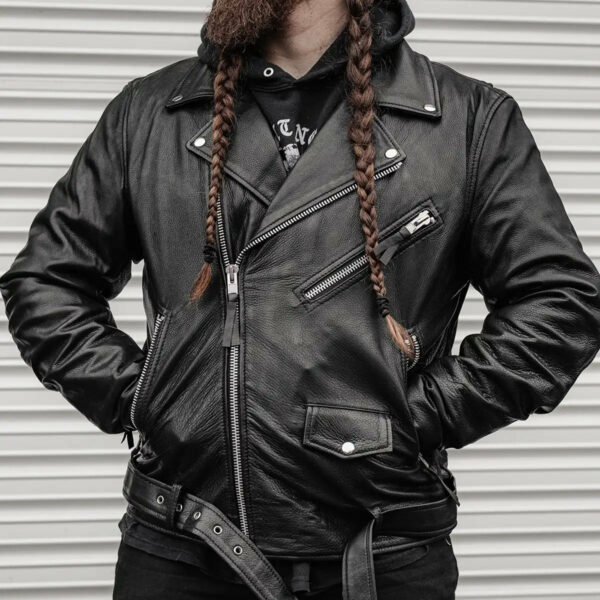 Motorbike Leather Jacket Fillmore Men's Motorcycle Leather Jacket - Image 17