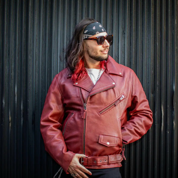 Motorbike Leather Jacket Fillmore Men's Motorcycle Leather Jacket - Image 9