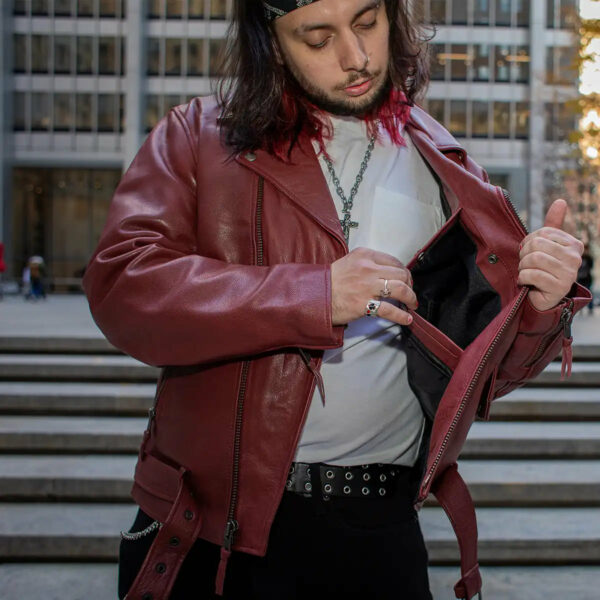 Motorbike Leather Jacket Fillmore Men's Motorcycle Leather Jacket - Image 10
