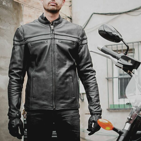 Motorbike Leather Jacket Maverick Men's Motorcycle Leather Jacket - Image 3