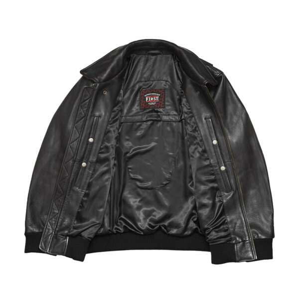 Motorbike Leather Jacket Moto Bomber - Men's Leather Jacket - Image 3