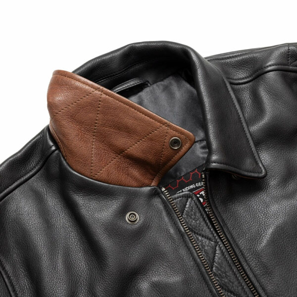 Motorbike Leather Jacket Moto Bomber Two Tone - Men's Leather Jacket - Image 4