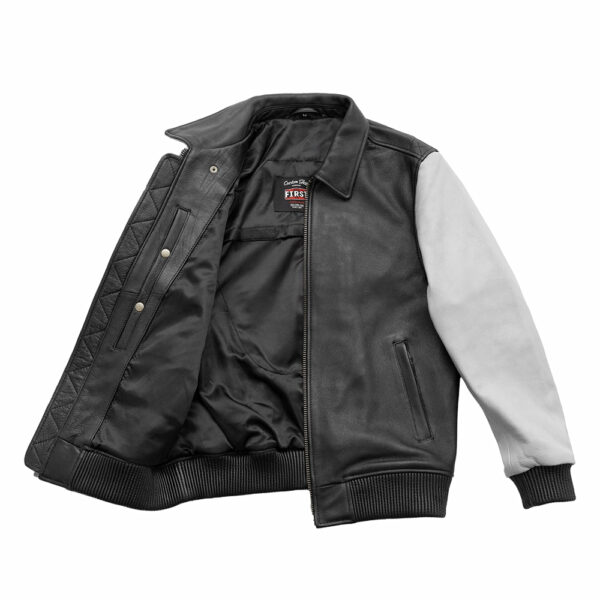 Motorbike Leather Jacket Moto Bomber Two Tone Men's Leather Jacket - Image 9