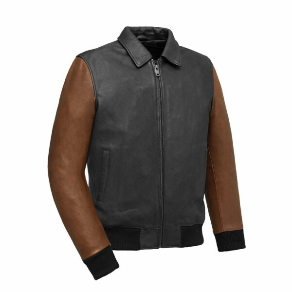 Motorbike Leather Jacket Moto Bomber Two Tone - Men's Leather Jacket