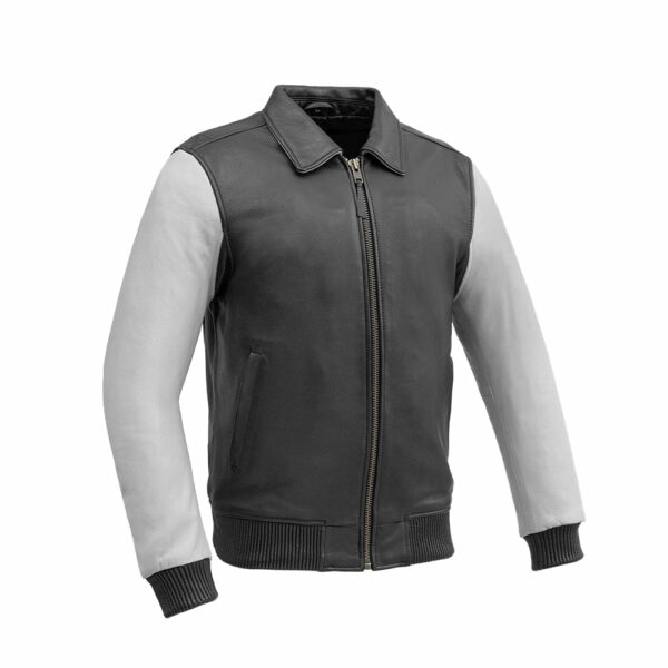 Motorbike Leather Jacket Moto Bomber Two Tone Men's Leather Jacket - Image 7