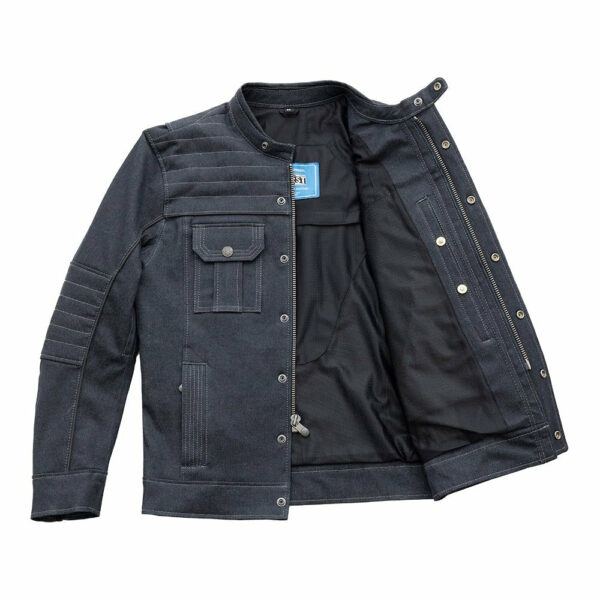 Motorbike Leather Jacket Rowdy Men's Thunder Denim Motorcycle Jacket - Image 5