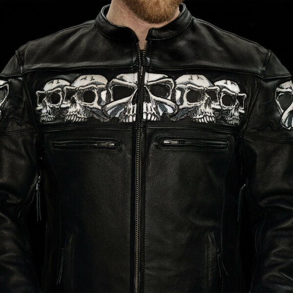 Motorbike Leather Jacket Savage Skulls Men's Motorcycle Leather Jacket - Image 3