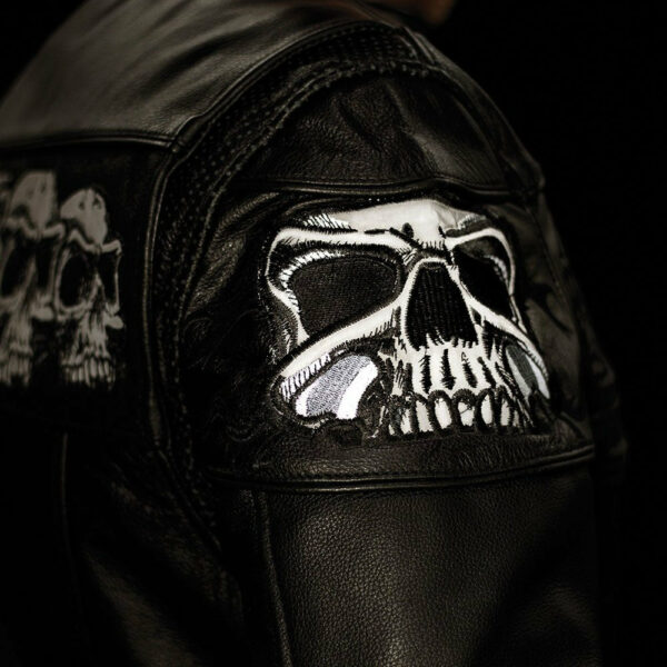 Motorbike Leather Jacket Savage Skulls Men's Motorcycle Leather Jacket - Image 4