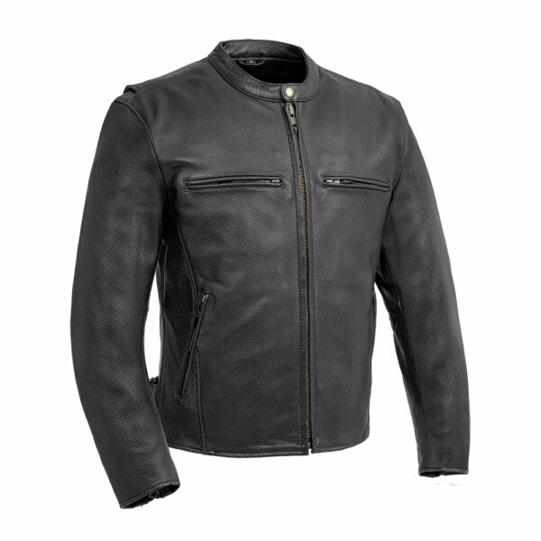 Motorbike Leather Jacket Turbine Men's Motorcycle Perforated Leather Jacket
