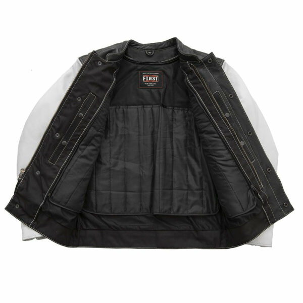 Motorbike Leather Jacket Vincent Men's Cafe Style Leather Jacket - Image 3
