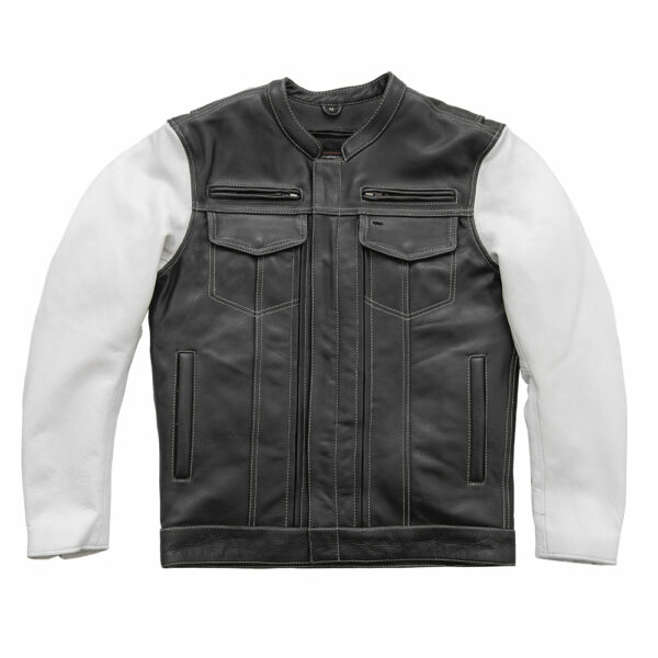 Motorbike Leather Jacket Vincent Men's Cafe Style Leather Jacket - Image 4