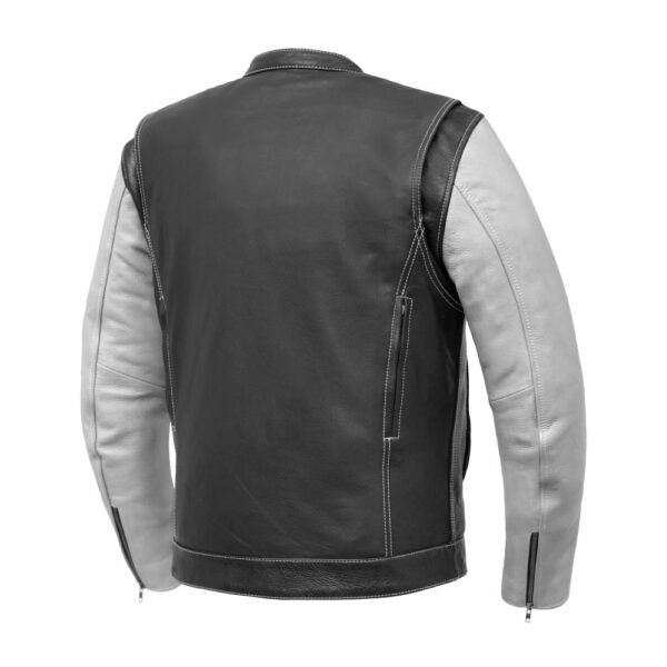 Motorbike Leather Jacket Vincent Men's Cafe Style Leather Jacket - Image 2
